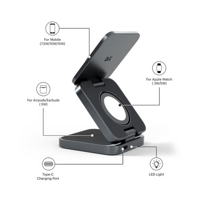 VelorAa Foldaway 3-In-1 Magnetic MagSafe Wireless Charger