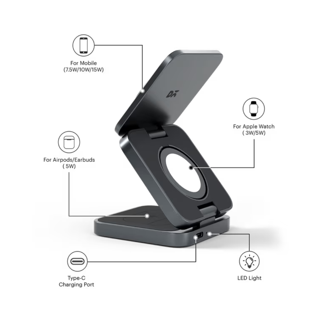 VelorAa Foldaway 3-In-1 Magnetic MagSafe Wireless Charger